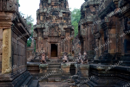 The Tempel Ruin of  Banteay Srei about 32 Km north of the Temple City of Angkor near the City of Siem Riep in the west of Cambodia.