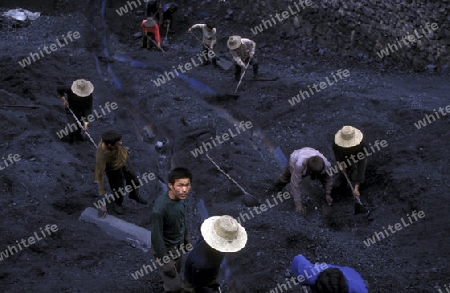 the coal workers in the village of fengjie in the three gorges valley up of the three gorges dam project in the province of hubei in china.