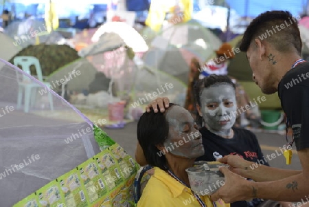 Thai anti-government protesters  during a rally at theDemocracy Monument in .Bangkok, Thailand, Saturday Jan.11 , 2014.