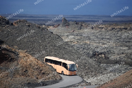 The  Vulkan National Park Timanfaya on the Island of Lanzarote on the Canary Islands of Spain in the Atlantic Ocean. on the Island of Lanzarote on the Canary Islands of Spain in the Atlantic Ocean.
