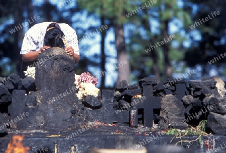 a religion ceremony in the old town in the city of Antigua in Guatemala in central America.   