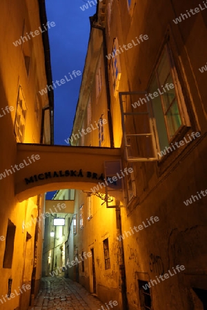 Die Bastova Gasse in der Altstadt in Bratislava der Hauptstadt der Slowakei.