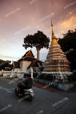 Die Architektur des Wat Chedi Luang Tempel in Chiang Mai im Norden von Thailand.