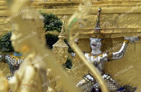 Die Tempelanlage des Wat Phra Kaew in der Hauptstadt Bangkok von Thailand in Suedostasien.