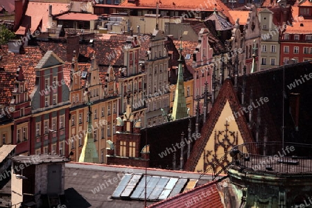 Der Stray Rynek Platz  in der Altstadt von Wroclaw oder Breslau im westen von Polen.