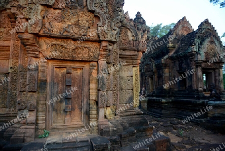 The Tempel Ruin of  Banteay Srei about 32 Km north of the Temple City of Angkor near the City of Siem Riep in the west of Cambodia.