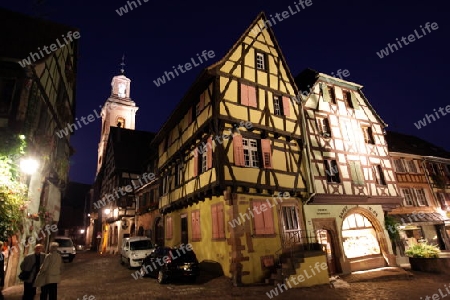 the olt town of the village of Riquewihr in the province of Alsace in France in Europe