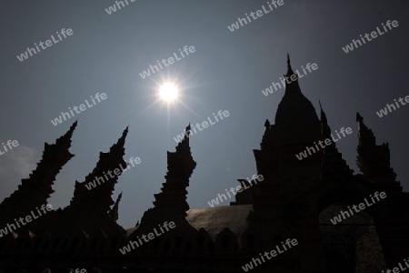 Der Wat That Luang in Vientiane der Hauptstadt von Laos in Suedostasien.  