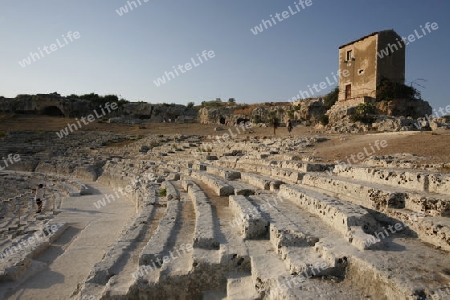 the theatro Greco near the town of Siracusa in Sicily in south Italy in Europe.