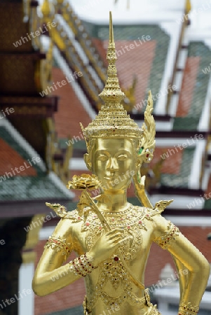 Die Tempelanlage des Wat Phra Kaew in der Hauptstadt Bangkok von Thailand in Suedostasien.