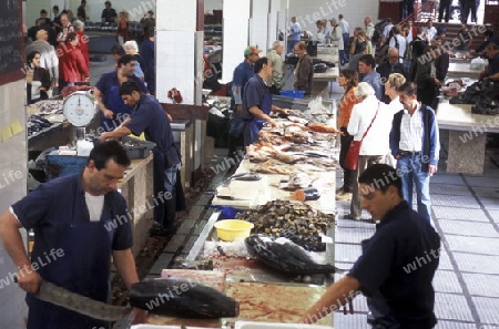 Der Markt in der Markthalle in der Hauptstadt Funchal auf der Insel Madeira im Atlantischen Ozean